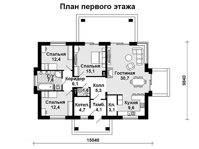 Проект каменного дома К-111/1