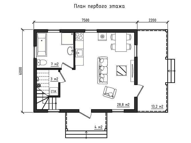 Проект каркасного дома КД 80/1