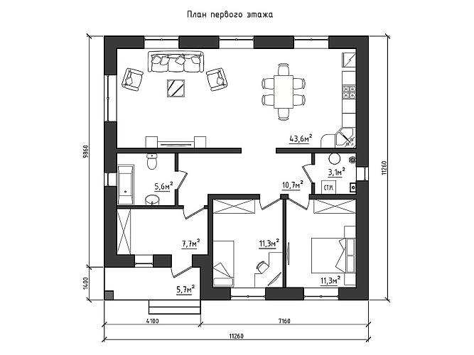 Проект каменного дома К-99/2