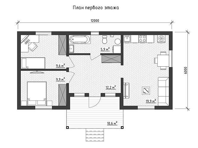 Проект каркасного дома КД-70