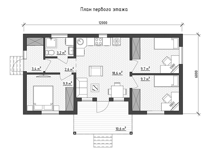 Проект каркасного дома КД-70