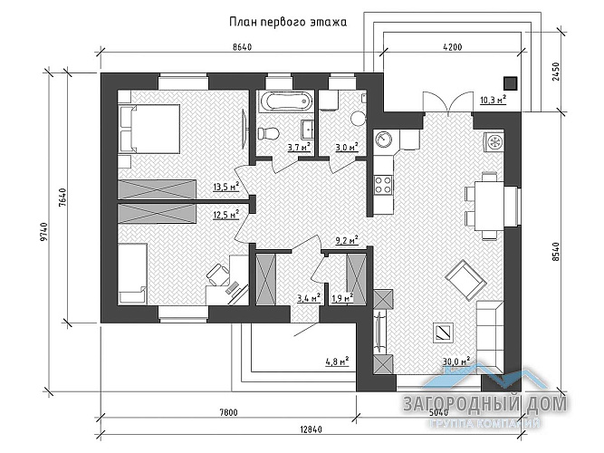Проект каменного дома К-77
