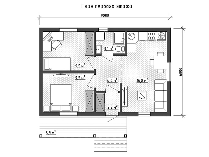 Проект каркасного дома КД-54