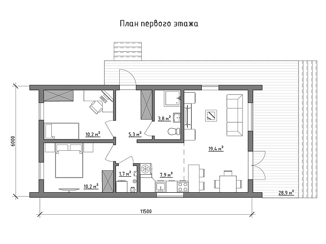 Проект каркасного дома КД-69