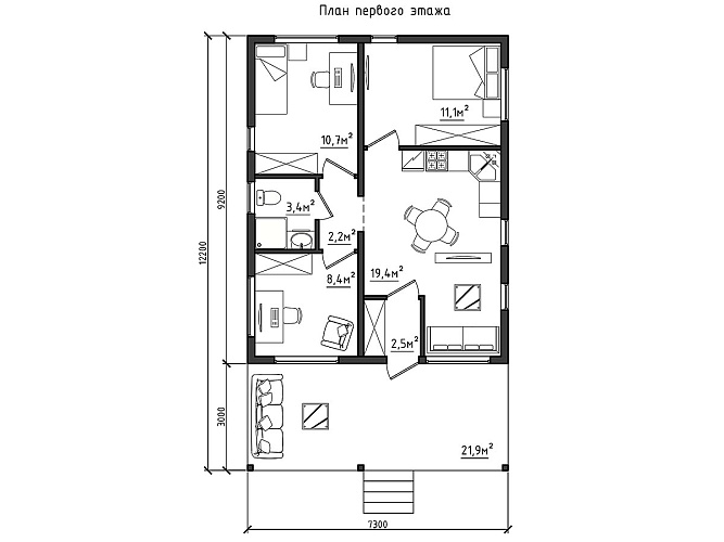 Проект каркасного дома КД-67/1